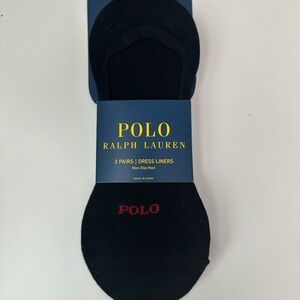New Polo Ralph Lauren Men's Socks 3 Pairs Dress Liners, Black (6-12.5 M US)